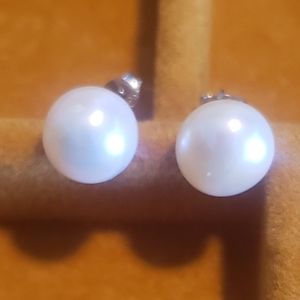 White Cultured Pearl Earrings